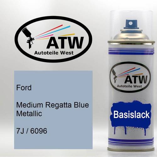 Ford, Medium Regatta Blue Metallic, 7J / 6096: 400ml Sprühdose, von ATW Autoteile West.